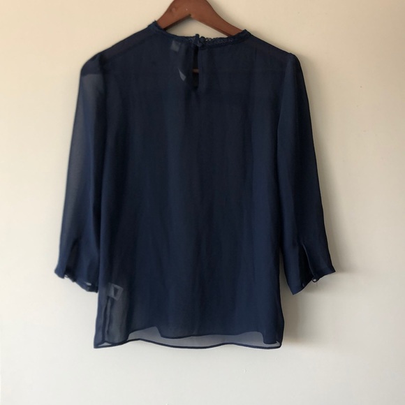 NWOT LC Lauren Conrad Runway Sheer Navy Top, S - Picture 4 of 4
